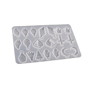 DIY Silicone Pendant Molds, Resin Casting Molds, for UV Resin, Epoxy Resin Jewelry Making, Cross/Leaf, Moon Pattern, 80x126x4mm(SIMO-PW0014-02C)