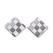 Checkerboard Style Rhombus Acrylic Pendants, Gray, 28x28x2.5mm, Hole: 1.2mm(OACR-G008-01B)