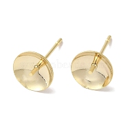 Brass Studs Earrings Finding, Lead Free & Cadmium Free, Round, Real 24K Gold Plated, 14x8mm, Pin: 12x1mm(KK-K383-01F-G)