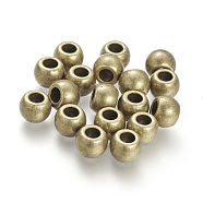 Tibetan Silver Beads, Cadmium Free & Lead Free, Round, about 10mm in diameter, 7mm thick, hole: 4.5mm(X-K08T4072)