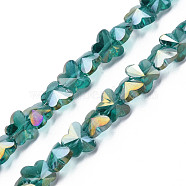 Electroplate Transparent Glass Beads Strands, AB Color Plated, Faceted, Butterfly, Light Sea Green, 8x10x6mm, Hole: 1mm, about 100pcs/strand, 28.74 inch(73cm)(EGLA-N002-20A-C04)