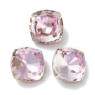 Glass Rhinestone Cabochons, Point Back & Back Plated, Faceted, Square, Light Peach, 10x10x5mm(RGLA-G020-03B-D508)