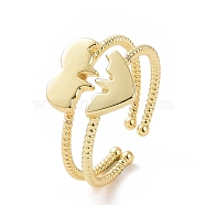 2Pcs 2 Style Brass Melting Heart Matching Couple Rings Set, Open Cuff Rings for Women, Golden, Inner Diameter: 16mm, 1Pc/style(RJEW-E072-27G)