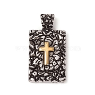 304 Stainless Steel Bible Pendants, Rectangle with Word Isaiah 41:10, Antique Silver & Golden, 45x24x8mm, Hole: 9x5mm(STAS-I132-17ASG)