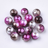 Rainbow ABS Plastic Imitation Pearl Beads, Gradient Mermaid Pearl Beads, Round, Coconut Brown, 7.5~8x7~7.5mm, Hole: 1.6mm, about 2000pcs/500g(OACR-Q174-8mm-12)