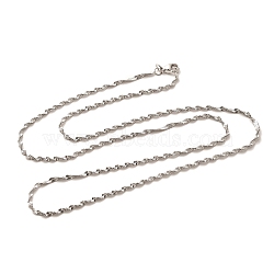 2mm Rack Plating Brass Singapore Chain Necklaces for Women Men, Cadmium Free & Lead Free, 901 Stainless Steel Clasp, Long-Lasting Plated, Platinum, 24.02 inch(61cm)(MAK-L044-27P)