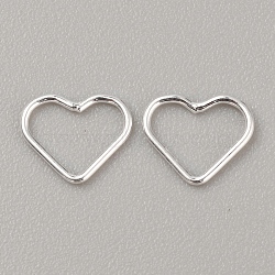 925 Sterling Silver Linking Rings, Heart, Silver, 6.5x8x0.6mm, Inner Diameter: 4x6.5mm(STER-WH0010-13S)