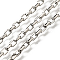 Brass Cable Chains, Soldered, with Spool, Lead Free & Cadmium Free, Long-Lasting Plated, Rack Plating, Rectangle, Platinum, 5x3.5x1.5mm(CHC-B023-04P)