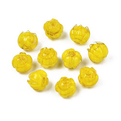Handmade Lampwork Beads, Flower, Gold, 10~11x11.5~12.5mm, Hole: 1.2mm(LAMP-T016-11L)