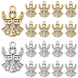 Tibetan Style Pendants, Angel, Antique Silver & Antique Golden, 20x14x1mm,  Hole : 1.5mm, 80pcs/box(TIBEP-PH0004-98)