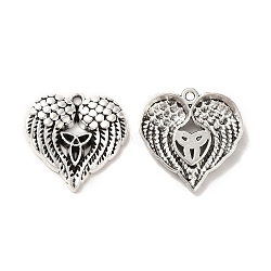 Tibetan Style Alloy Pendants, Wings with Trinity Knot Charm, Antique Silver, 22.5x22x3.5mm, Hole: 1.5mm, about 250pcs/500g(TIBE-B001-05AS)