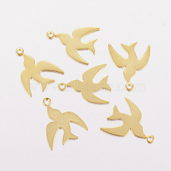 201 Stainless Steel Charms, Swallow, Golden, 14x11x0.4mm, Hole: 1mm(X-STAS-F162-26G)
