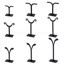 Black Pedestal Display Stand, Jewelry Display Rack, Earring Tree Stand, Black, 5.8~7x8.5~14.5cm, 3 Stands/Set, 1set(EDIS-FG0001-22)