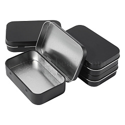 4Pcs Iron Jewelry Storage Boxes with Hinged Lid, for DIY Candles, Dry Storage, Spices, Tea, Candy, Party Favors, Rectangle, Black, 9.8x6.35x2.25cm(CON-SP0001-20A)