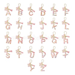 Resin Letter Cup Charms, Acrylic Butterfly & Faux Suede Tassel for Cup Hanging Ornament, Letter A~Z, 152.5~157mm, 26pcs/set(HJEW-JM02070)