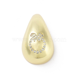 Rack Plating Brass Micro Pave Clear Cubic Zirconia Pendants, Long-Lasting Plated, Lead Free & Cadmium Free, Teardrop, Butterfly, 29x16.5x11mm, Hole: 3mm(KK-H474-18G-07)