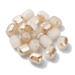 AB Color Plated Glass Beads, Faceted Barrel, Linen, 8.5x7.5mm, Hole: 1.4mm(GLAA-F108-12B-06)