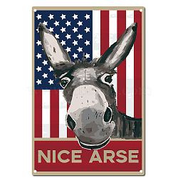 Iron Sign Posters, for Home Wall Decoration, Rectangle with American Flag Pattern & Word Nice Arse, Donkey Pattern, 300x200x0.5mm(AJEW-WH0157-579)