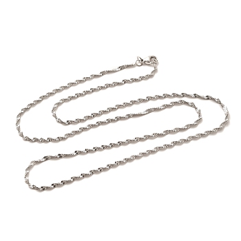 2mm Rack Plating Brass Singapore Chain Necklaces for Women Men, Cadmium Free & Lead Free, 901 Stainless Steel Clasp, Long-Lasting Plated, Platinum, 24.02 inch(61cm)