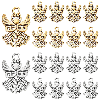 Tibetan Style Pendants, Angel, Antique Silver & Antique Golden, 20x14x1mm,  Hole : 1.5mm, 80pcs/box