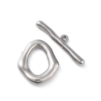 304 Stainless Steel Toggle Clasps, Oval, Stainless Steel Color, 19.5x17x3mm