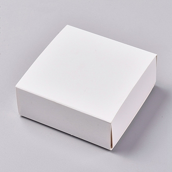 Foldable Paper Drawer Boxes, Sliding Gift Boxes, for Christmas wrappping Gift, Party, Wedding, Square, White, 8.5x8.5x3.5cm