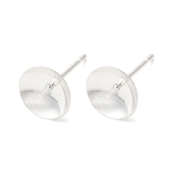 Brass Studs Earrings Finding, Lead Free & Cadmium Free, Round, 925 Sterling Silver Plated, 14x8mm, Pin: 12x1mm