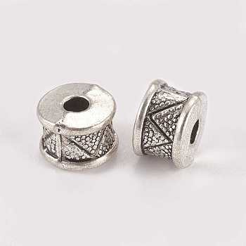 Alloy Beads, Column, Antique Silver, 10x7mm, Hole: 3mm