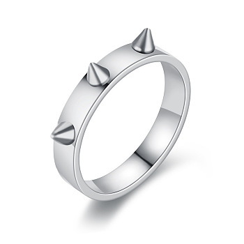 201 Stainless Steel Finger Rings, Hip-hop Style Rivets Ring, Stainless Steel Color, US Size 10(19.8mm)
