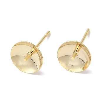 Brass Studs Earrings Finding, Lead Free & Cadmium Free, Round, Real 24K Gold Plated, 14x8mm, Pin: 12x1mm