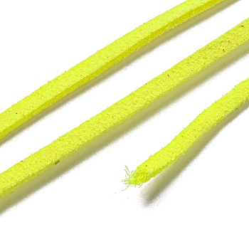 Eco-Friendly Faux Suede Cords, Faux Suede Lace, Yellow, 3x1.5mm, about 1.09 yards(1m)/strand