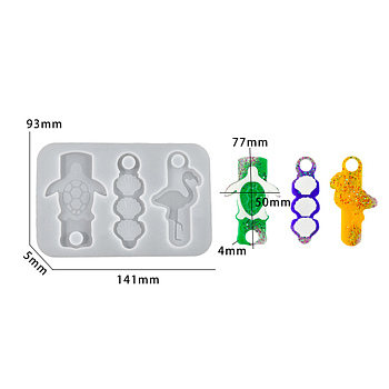 Sippy Cup Fixed Cup Tag Bag Zipper Pendant Silicone Mold, Epoxy Resin Craft Making, Rectangle, White, 93x142x5mm, Hole: 10.4mm, Inner Diameter: 78x26~50mm