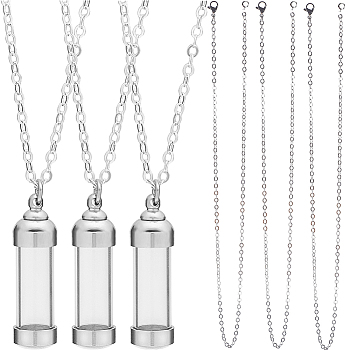 DIY Openable Wish Bottle Necklace Making Kit, Including Glass Pendants, Brass Cable Chains Necklaces, Platinum, 10Pcs/box