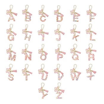 Resin Letter Cup Charms, Acrylic Butterfly & Faux Suede Tassel for Cup Hanging Ornament, Letter A~Z, 152.5~157mm, 26pcs/set