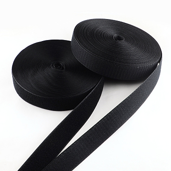 Adhesive Hook and Loop Tapes, Magic Taps with 50% Nylon and 50% Polyester, Black, 20mm, about 25m/roll, 2rolls/group