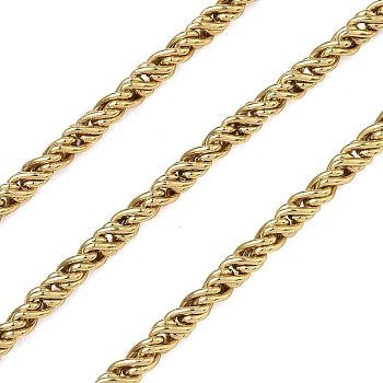 304 Stainless Steel Rope Chains, Ion Plating(IP), Unwelded, with Spool, Real 18K Gold Plated, 4mm