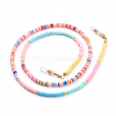 Chaînes de lunettes en perles heishi en pâte polymère arc-en-ciel(AJEW-EH00316)-2