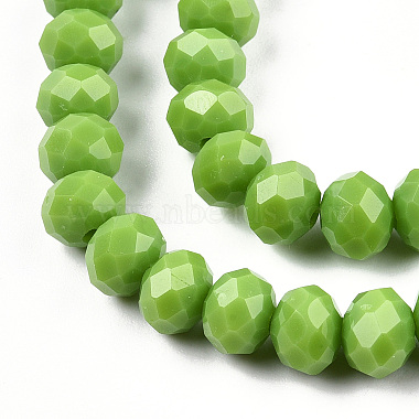 Brins de perles rondelles en verre de couleur unie à facettes(GLAA-Q044-6mm-12)-2