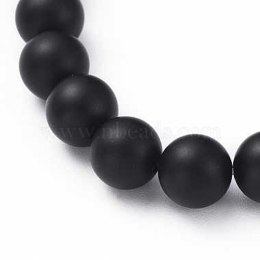 Bracelets extensibles en perles d'agate noire naturelle (teintes)(BJEW-JB04801-02)-3