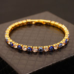 Brass & Clear Cubic Zirconia & Resin Evil Eye Tennis Bracelets for Women, Golden, Blue, 6-3/4 inch(17cm)(FS-WG6CA97-13)