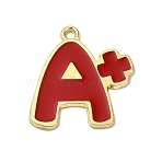 Alloy Enamel Pendants, Cadmium Free & Nickel Free & Lead Free, Golden, Grade A+ Charm, FireBrick, 23x21x1.4mm, Hole: 1.6mm(ENAM-F144-23G)