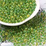 Transparent Glass Round Seed Beads, Inside Colours, Round, Light Green, 6/0, 4x3mm, Hole: 1.2mm, about 161pcs/10g(X1-SEED-B001-05A-04)