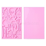 2Pcs Silicone Cake Molds for DIY, Skull Shape,Pink, Pink, 195x122x9mm(ST-CJ0007-71)