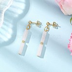 Rectangle Brass Natural White Jade Dangle Stud Earrings, with 304 Stainless Steel and Iron Earring Findings, Golden, 41x5mm(EJEW-JE06768)