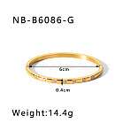 304 Stainless Steel Pave Cubic Zirconia Bangles, Hinged Bangles for Women, Flat Round, Golden, Inner Diameter: 2-3/8 inch(6cm)(FS-WG09E60-29)