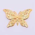 Iron Filigree Joiners Links, Butterfly, Golden, 26.5x39.5x2mm, Hole: 1.2mm(IFIN-WH0052-42)