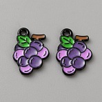 Alloy Enamel Pendants, Fruits Charms, Grape, 16.5x11.5x1mm, Hole: 1.5mm(ENAM-TAC0019-03H)