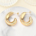 Brass Stud Earrings, Nuggets, Half Hoop Earrings, Real 14K Gold Plated, 32x27x8mm(KK-CBAD851-06G)