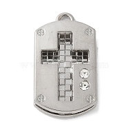 Alloy Rhinestone Pendants, Platinum, Cross, 34x18.5x6.5mm, Hole: 2.5mm(PALLOY-D290-24P-04)