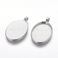 Alloy Pendant Cabochon Settings, Cadmium Free & Lead Free, Plain Edge Bezel Cups, DIY Findings for Jewelry Making, Platinum, 39x25x3mm, Hole: 4mm(PALLOY-A15657-N)